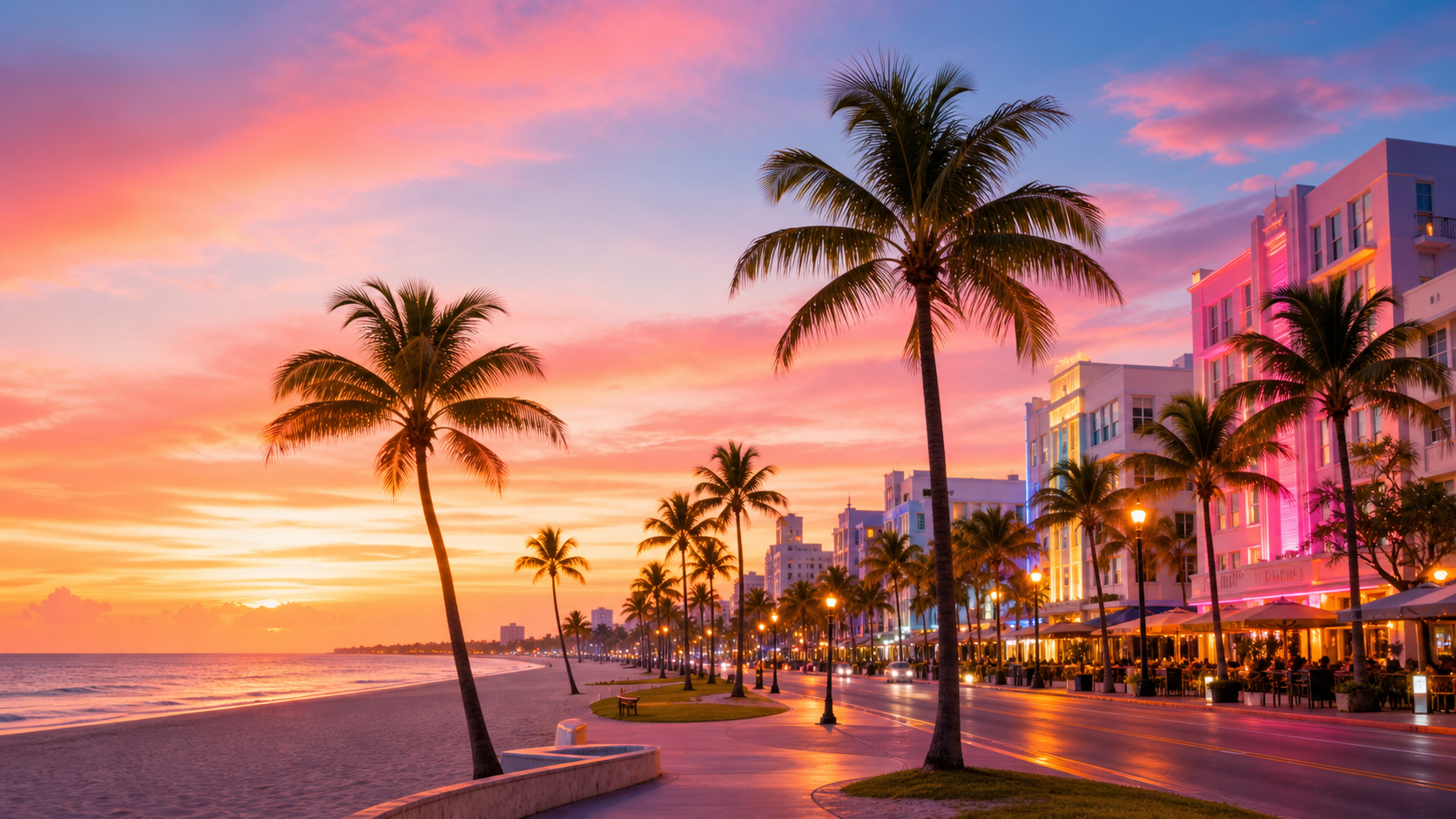 Florida palm trees at sunset